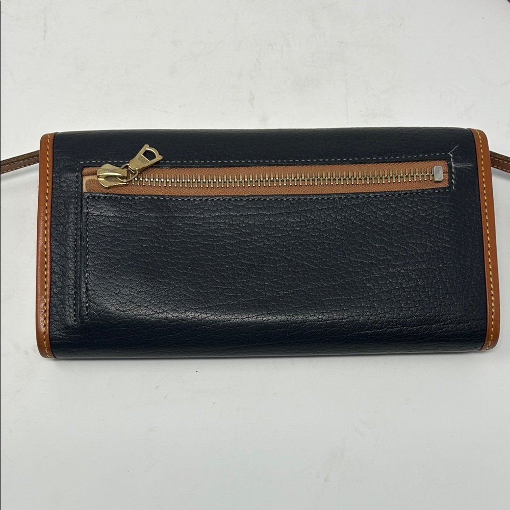 Vintage Dooney  Bourke Crossbody Checkbook Wallet Purse Black Brown Leather 0063 - Picture 4 of 8